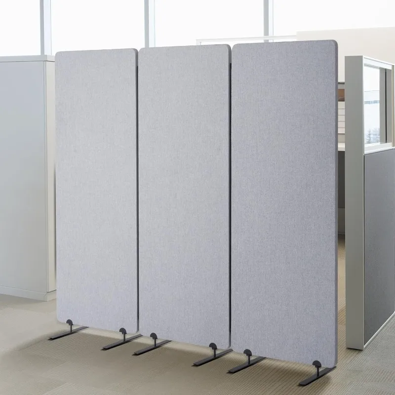 Office Partitions, 3 Panel PET Polyester Soundproof Room Screen, Folding Privacy Divider Portable Partition Divider