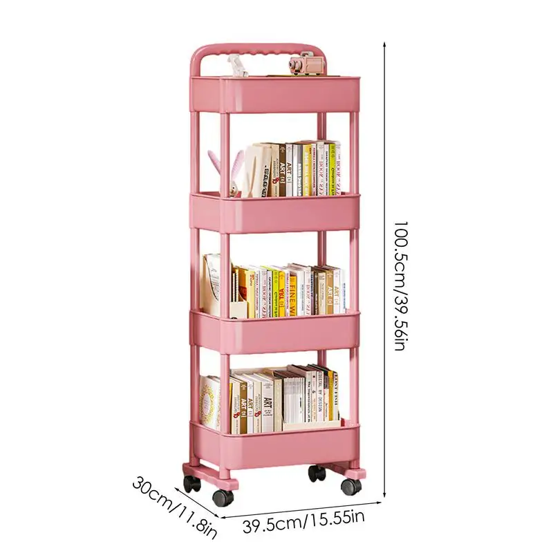 Chariot de rangement mobile pour cuisine et chambre à coucher, étagère à livres mobile, chariot de rangement roulant réutilisable