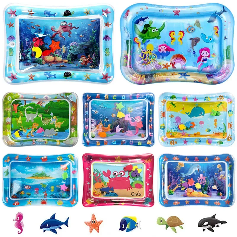 Baby Inflatable Cushion Water Play Mat Toy Infant Tummy Time Playmat Fun Activity Education Toys for Boys Girls Birthday Gift