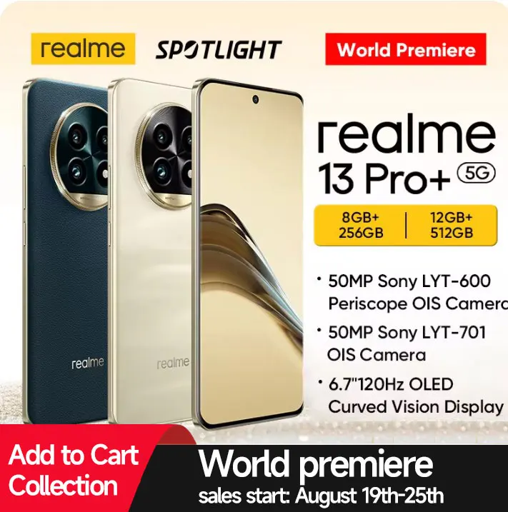 Global Version realme 13 Pro Plus Smartphone 5G Snapdragon 7s Gen 2 Chipset 50MP Sony LYT-600 Periscope OIS Camera AI Imaging