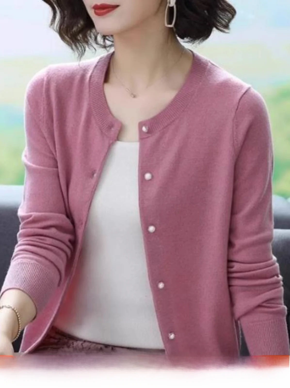 

Женский вязаный шерстяной открытый кардиган, повседневный свободный крой, мягкий длинный све, однотонная осенне-зимняя верхняя одежда на пуговицах