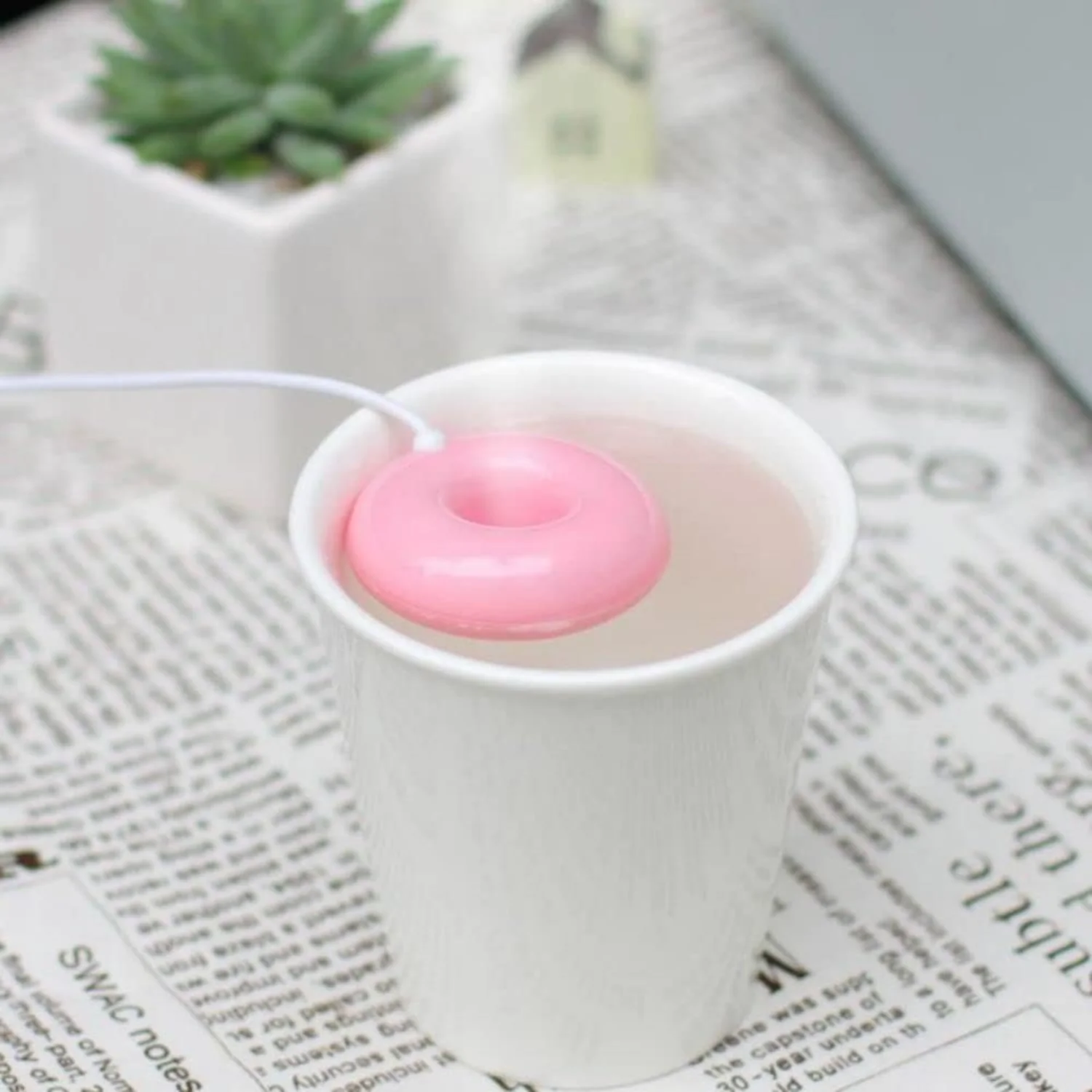 USB-увлажнитель для пончиков, портативный мини-милый увлажнитель с туманом, плавающий водный освежитель воздуха, диффузор, пара для офисного автомобиля, путешествия (w)