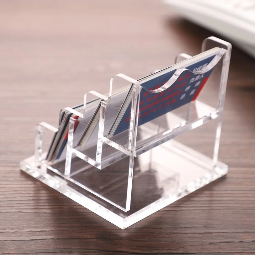 Transparent Acrylic Business Card Holder Acrylic Elegant Desktop Display Holder High-capacity Thickened Name Card Display Stand