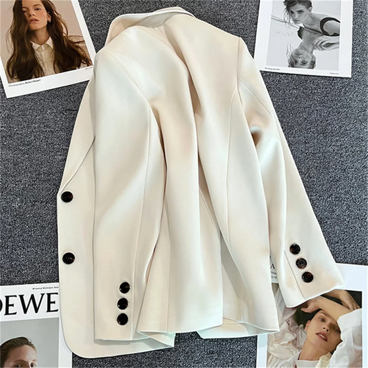 

Women Jacket New in Korean Fashion Small Suit Top Brown Suit Coat Clothes Loose Straight Temperament Slim Blazer for Women Chic
