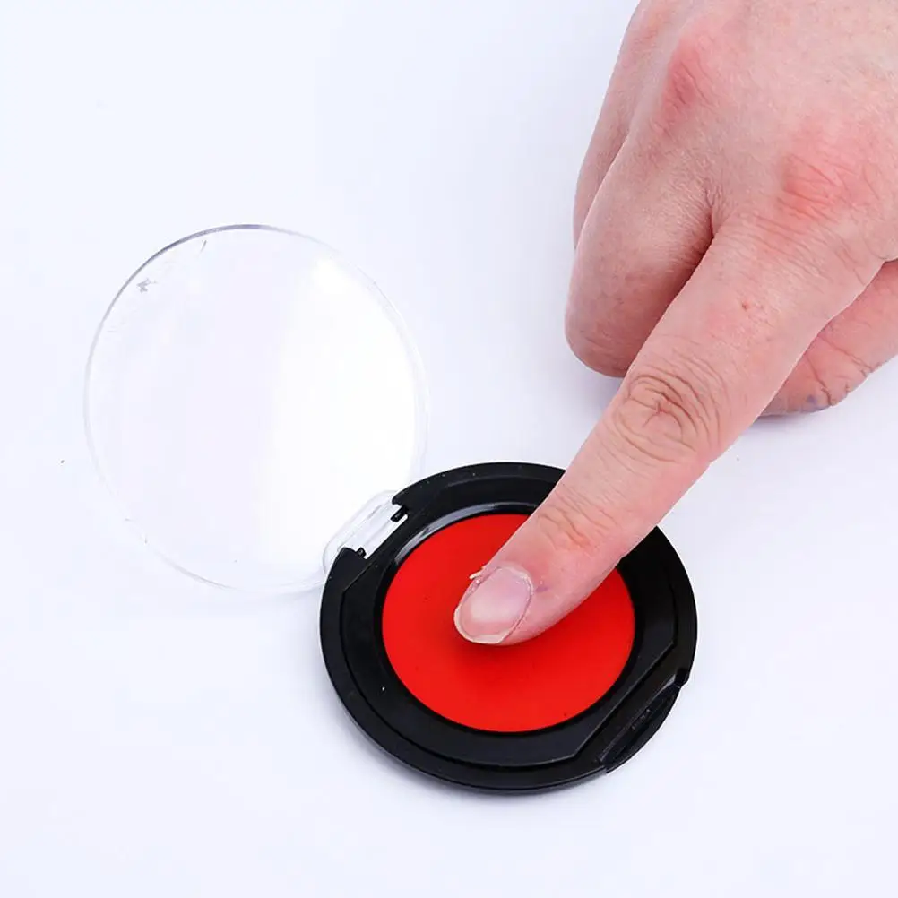Portable Mini Round Oil-based Ink Pad with PVC Core for Office Use Reusable Red Financial Accounting Supplies