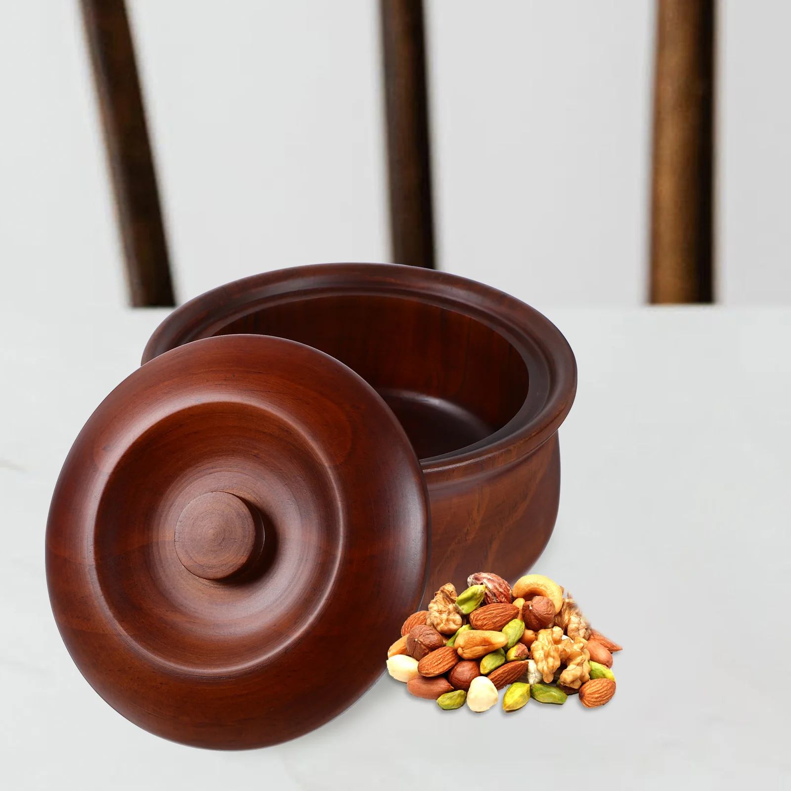 

Wooden Snacks Bowl Fruits Dessert Container Safe Easy Clean Home Store Large Covered Lidded Serving Bowls