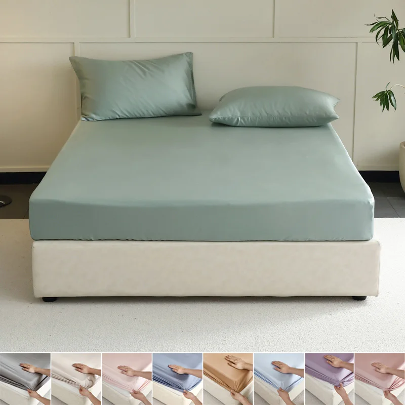 Folha natural 100% seda equipada com bandas elásticas, capa de colchão monocromática, folhas de ajuste suave, lençol antiderrapante, luxo, 160, 200