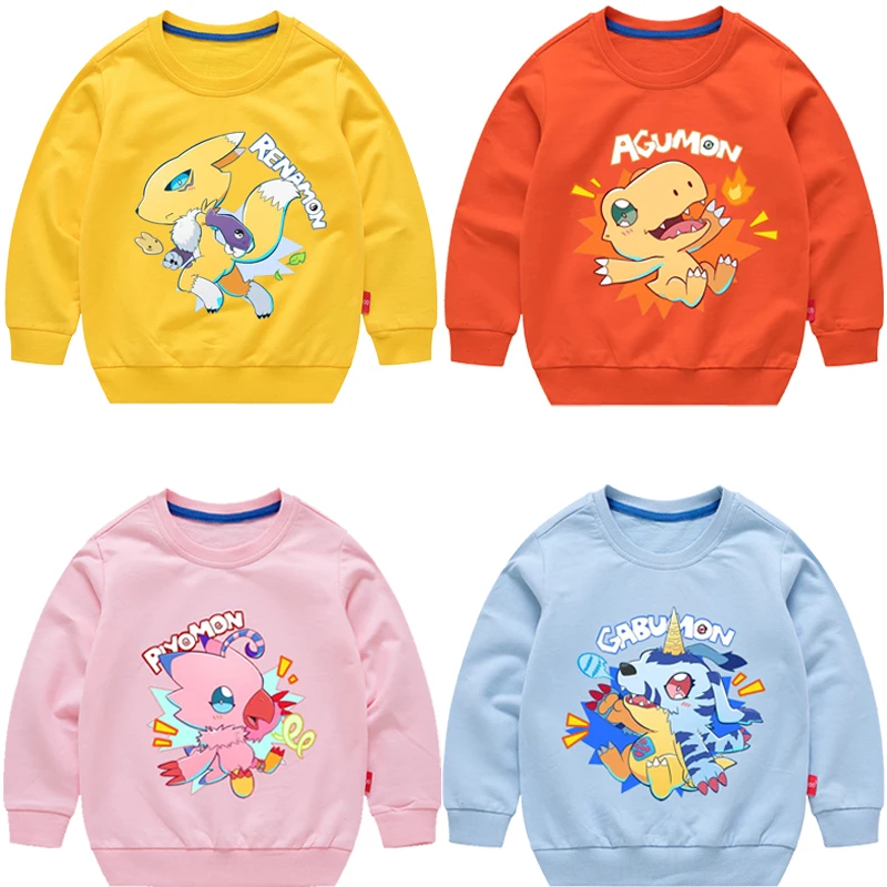 Digimon Adventure Agumon Impmon Terriermon Patamon Gabumon Guilmon Neues Modell Anime Kind Rundhals Langarm Junge Mädchen Hoodie