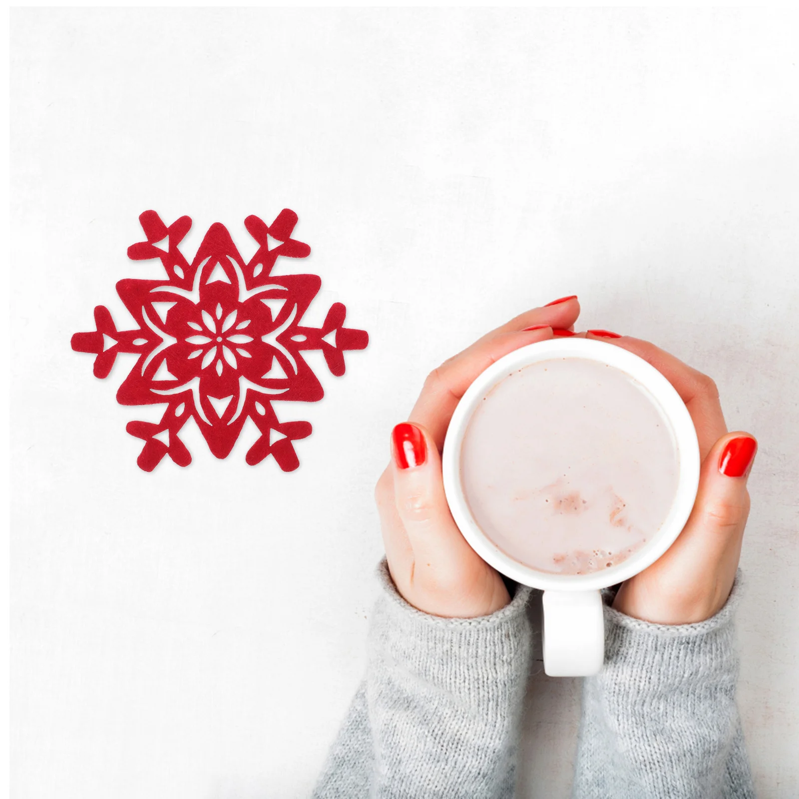 

Felt Decor Desk Stylish Drinks Christmas Coasters Flower Cup Mat Insulation Pads