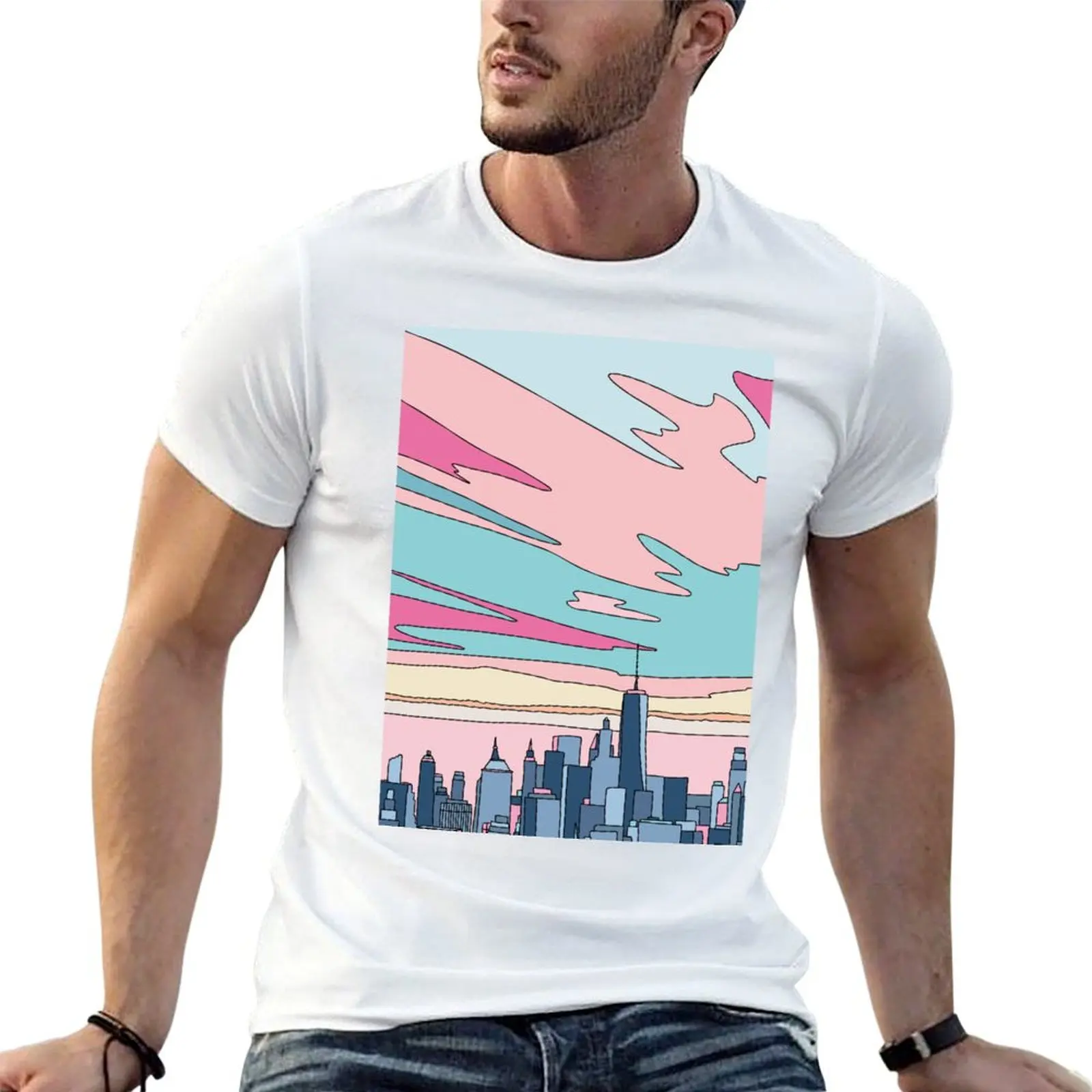 City sunset by Elebea T-Shirt plain vintage graphic tee mens t shirt graphic