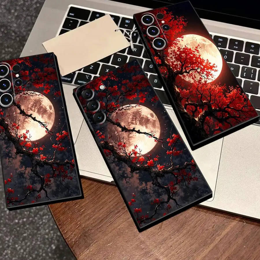 Case for Samsung Galaxy S26 Ultra Note 20 10 S21 S23 S22 S24 S20 FE S25 Plus Phone Cover Moons Flower