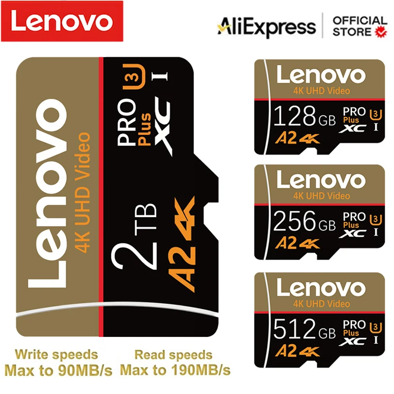 Lenovo Class10 Micro TF SD Card 2TB 1TB SD Memory Card Class10 V30 High Speed SD Card For Mobile Phones UAV Widely Compatib