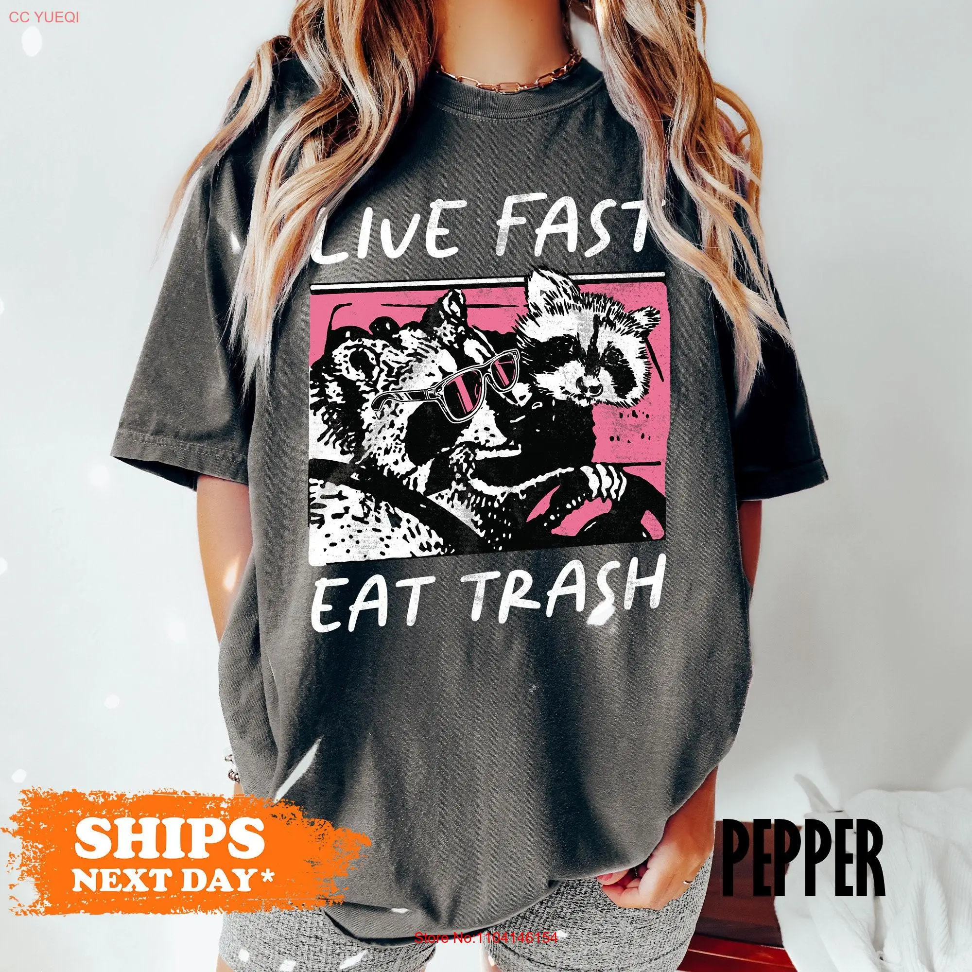 live fast eat trash shirt funny raccoon comfort colors t animal tee lover sarcastic gifts long or short sleeves