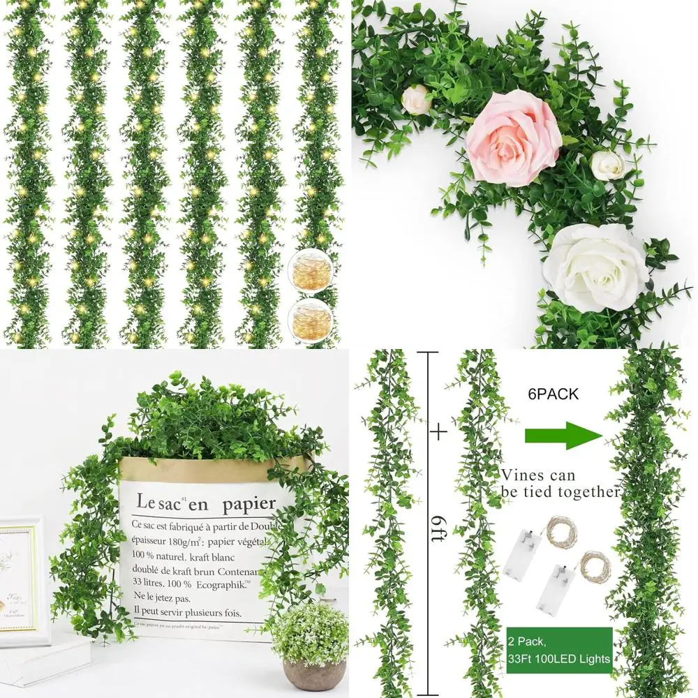 

5,9 футов искусственная эвкалиптовая гирлянда с подсветкой, искусственная зелень для свадебного декора, серо-зеленый