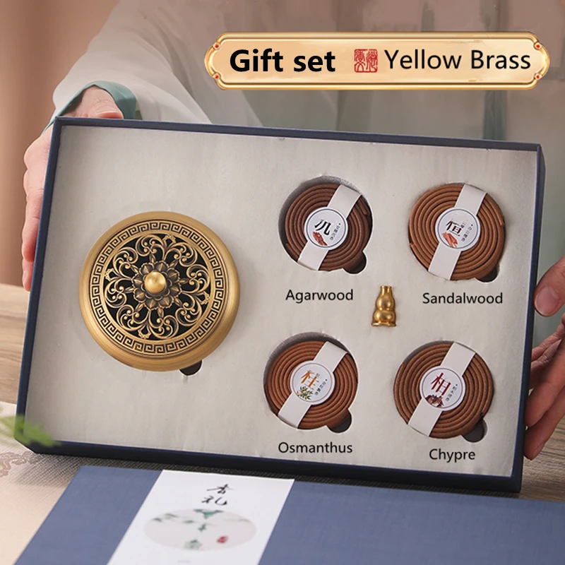 Incense burner with 4 flavors Pan incense Agarwood sandalwood cliff osmanthus indoor incense Yoga meditation incense