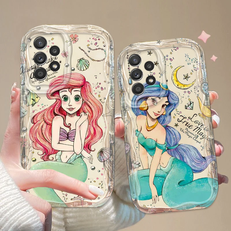 Cartoon Princess Ariel Wave Oil Cover trasparente per Samsung Galaxy A55 A73 A72 A71 A54 A52 A51 A50 A35 A34 A33 A31 custodia per telefono