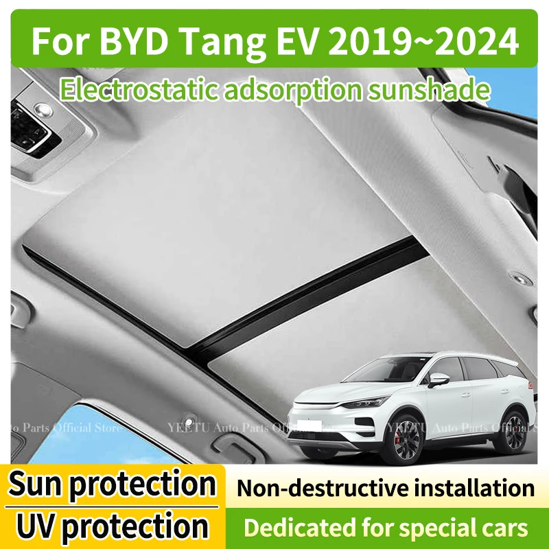 Parasol para Techo Solar de Coche para BYD Tang EV 2019-2024 2020 2021 Accesorios Cubiertas de Adsorción Electrostática Bloquean el Resplandor UV del Techo Corredizo