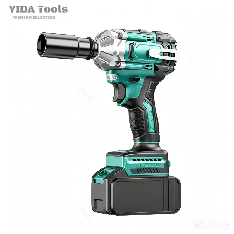 Brushless Electric Impact Wrench Cordless Auto Repair Tool with Lithium Battery Charging High Torque Wind Cannon for Workers