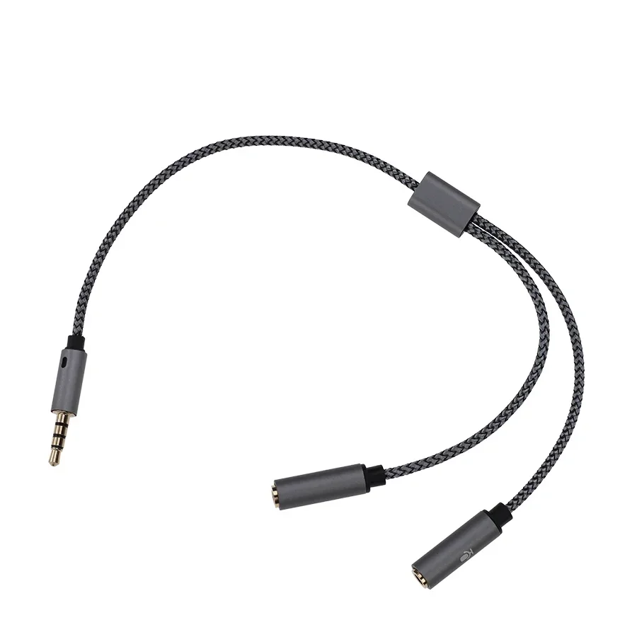300本 28cm オーディオケーブル 3.5mm 1オス - 2メス マイク Y スプリッター Aux ワイヤーコード 電話 MP3 ヘッドフォン ラップトップ PC用