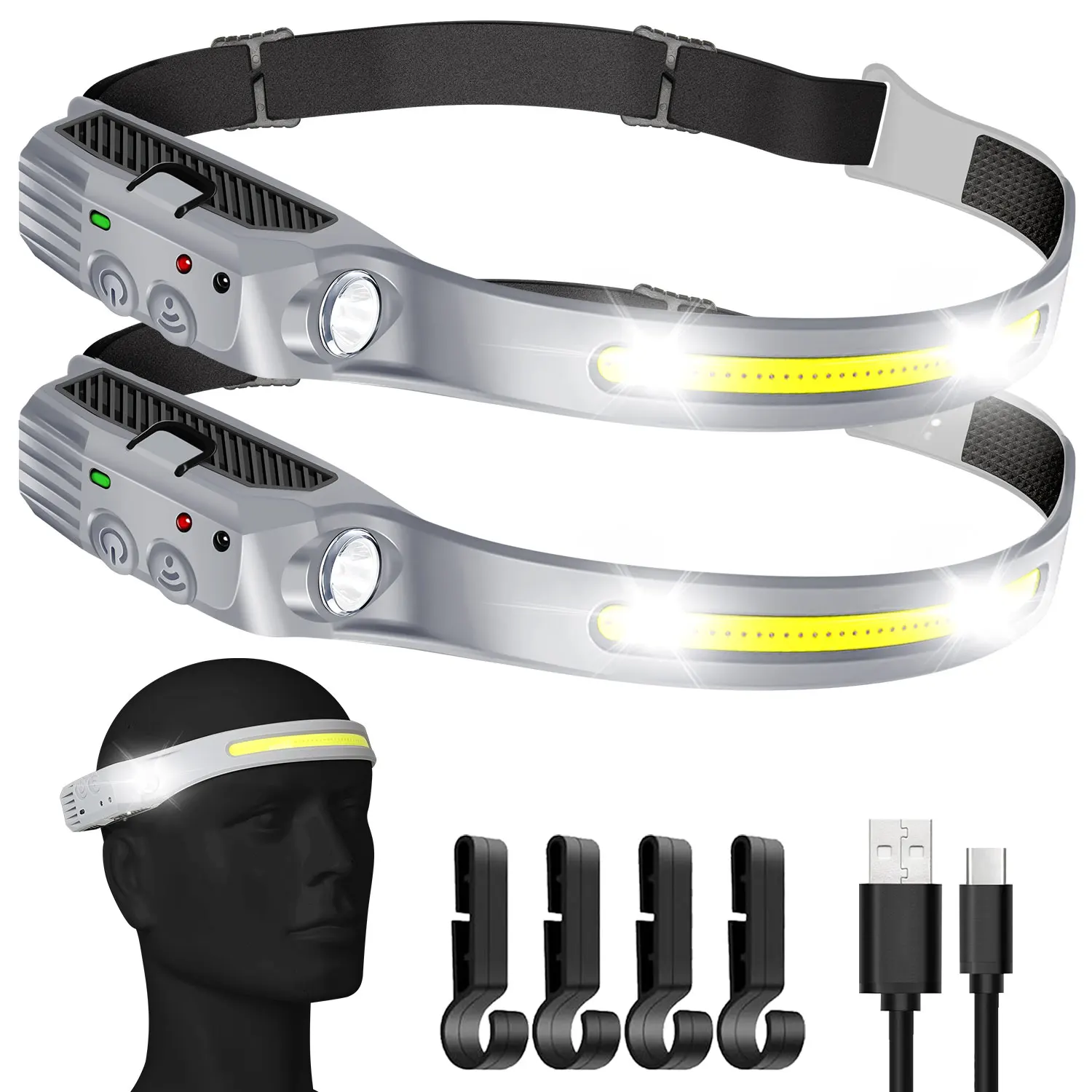 

Супер яркий индукционный налобный фонарь 350LM 800 мАч перезаряжаемый светодиодный COB водонепроницаемая фара 5 режимов освещения для рыбалки на открытом воздухе