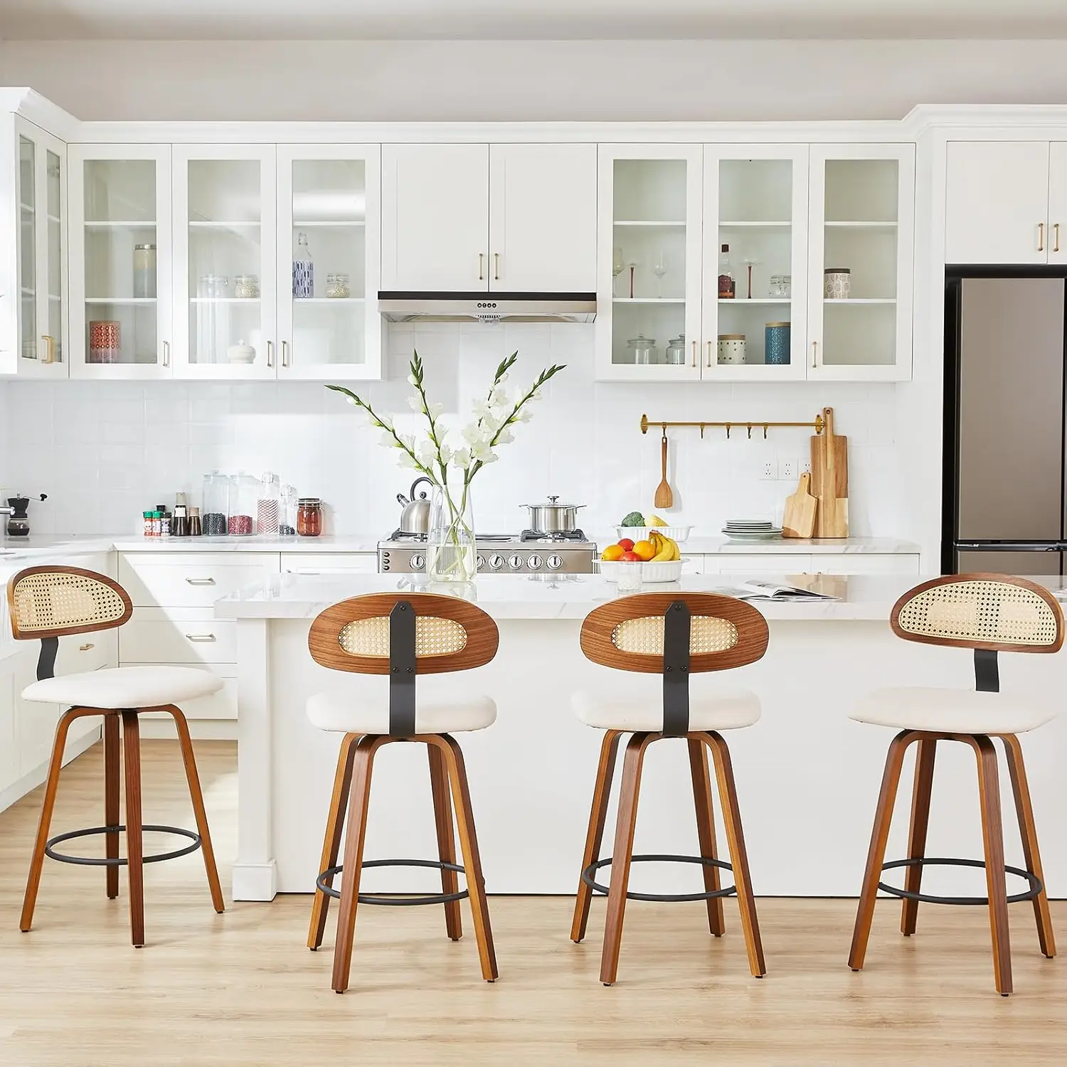 

Swivel Counter Height Bar Stool Bentwood Frame Mid Century Modern Kitchen Island Dining Room 24-26",Customized