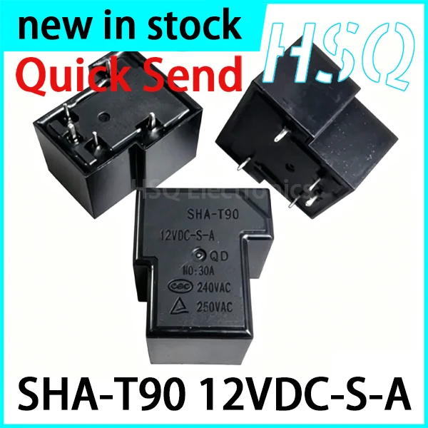 2PCS New SHA-T90 12VDC-S-A 5-pin 30A Set of Normally Open Relays