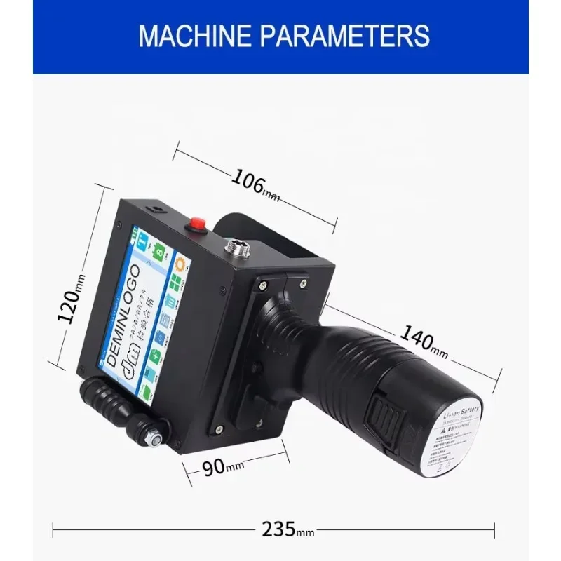 Portable 50mm Handheld Inkjet Printer Barcode QR Glass Bottle Expiry Batch Date Code Printing Machine