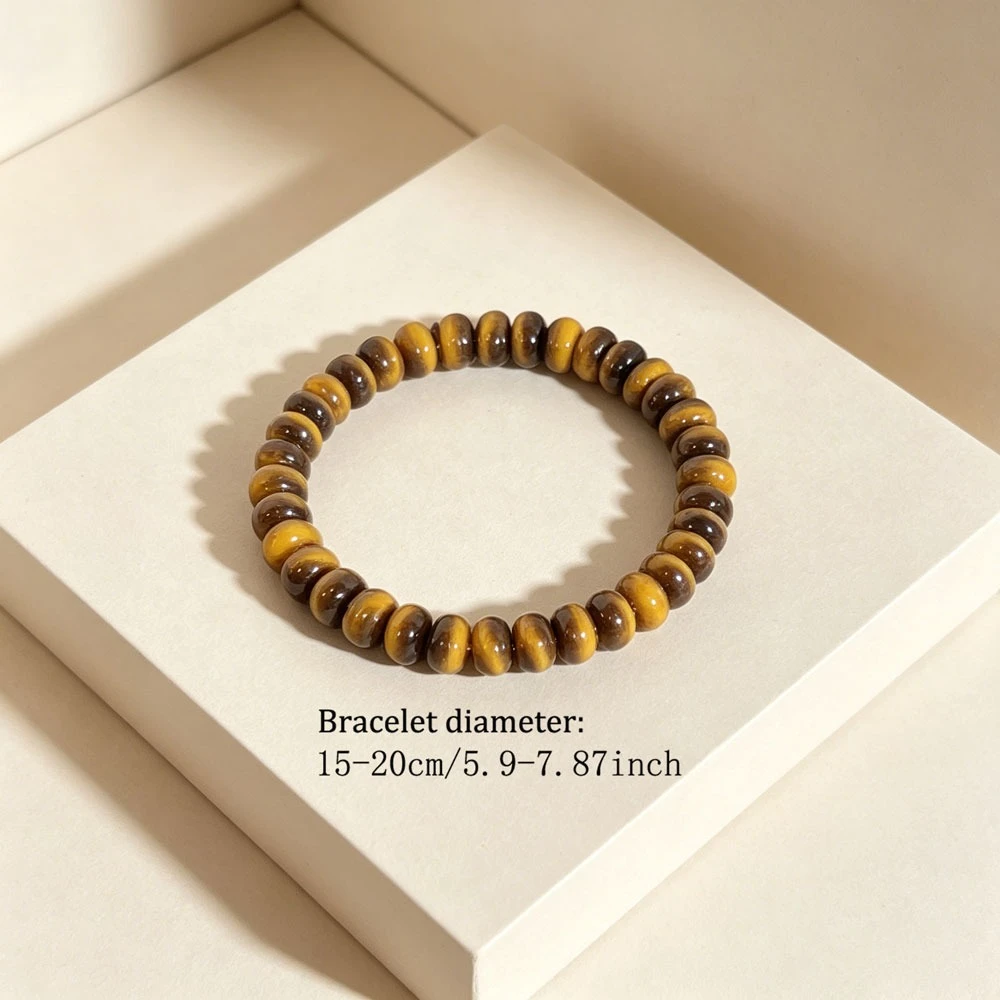 1pc Natural tiger eye stone abacus bead elastic bracelet, wealth rich bracelet, unisex daily wear gift accessory