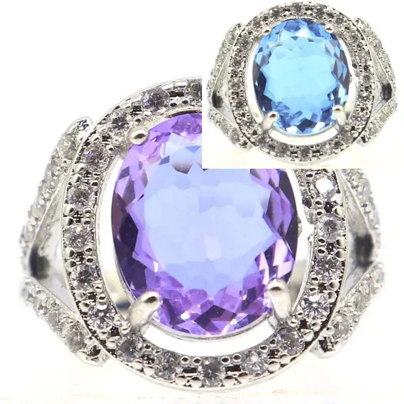 Anneaux en argent STERLING massif 925 personnalisés, 5.5g, Morganite rose, grenat spessartine, alexandrite, topaze, Zultanite