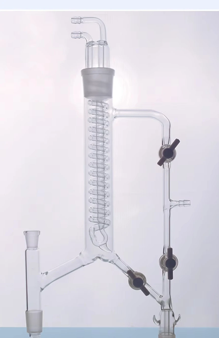 Glass Fractionation Head 5221, Straight Serpentine Rectification Head with PTFE Piston for Distillation Tower Device