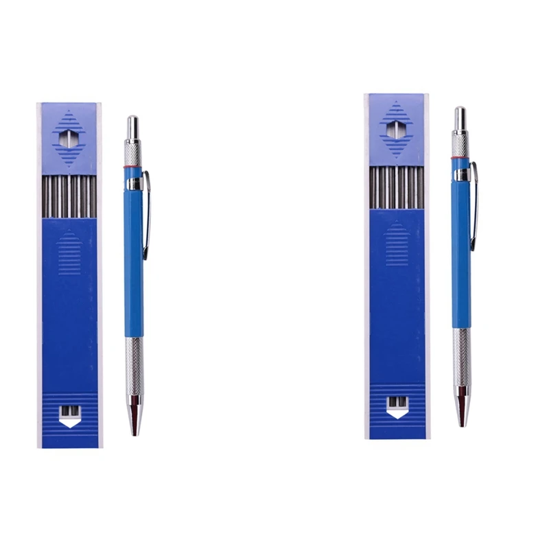 

Welders Pencil With 12Pcs Round Refills, 2.0 Mm Mechanical Pencil Marker For Pipe Fitter Welder Construction Woodworking