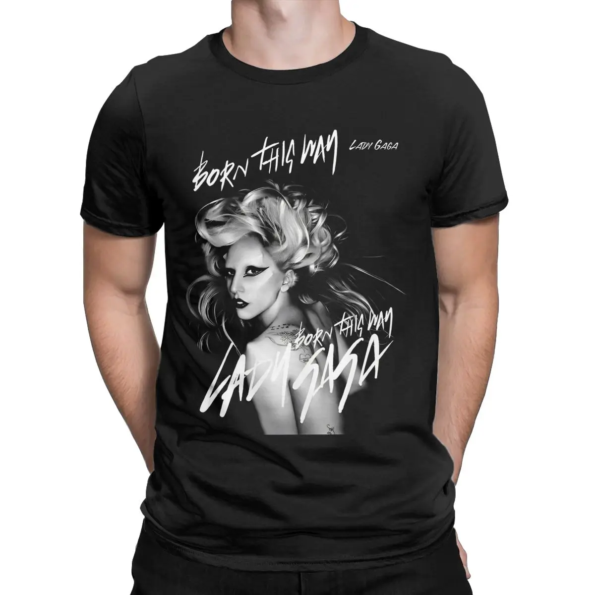 Lady Singer Rock T Shirt for Men 100% Cotton Gagas Leisure T-Shirt O Neck Y2K World Tour Tees Short Sleeve merchandise Classic