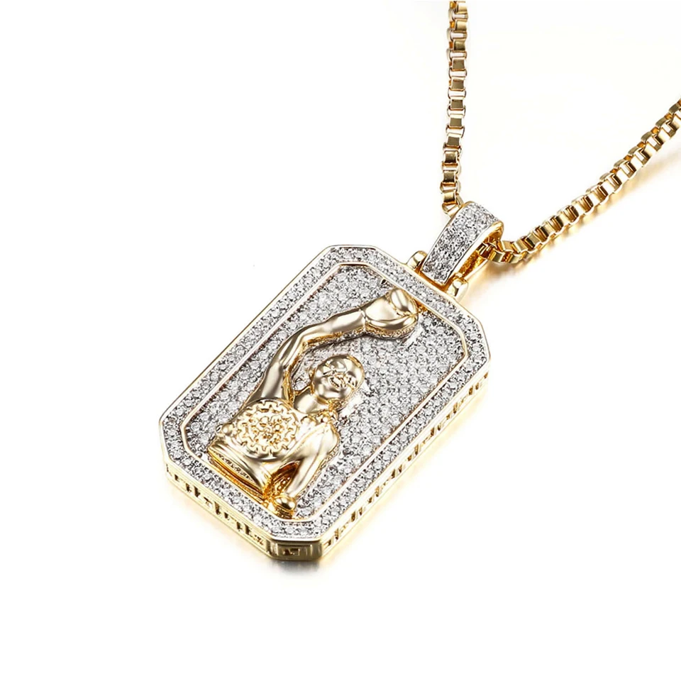 

VANAXIN Square Pendant Necklace for Men Hip-Hop Iced Out Pendant Men's Punk Style Charm Jewelry Gift ﻿