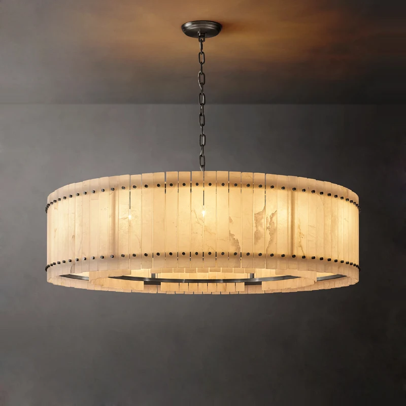

2025 2 Layer Brass Black Marble Chandelier Lighting Alabaster Hanging Lamps Lustre Suspension Luminaire Lampen For Living Room