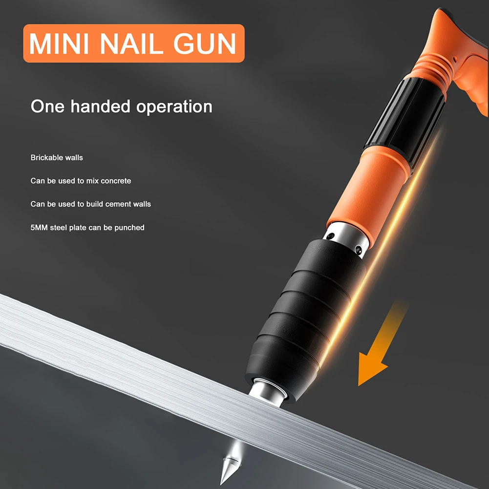 New Manual Mini Steel Nail Gun Wall Fastening Tool Concrete Nailer Machine Pneumatic Nailing Gun Low Noise Nail Shooting Gun