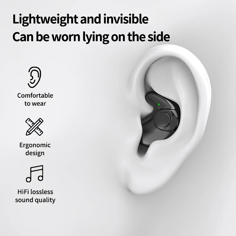 Wireless Sports Bluetooth Headphones Highend Tws Dual Ear Sleep In Ear Md538 Mini Painless Call Noise Cancelling Thin Headphones