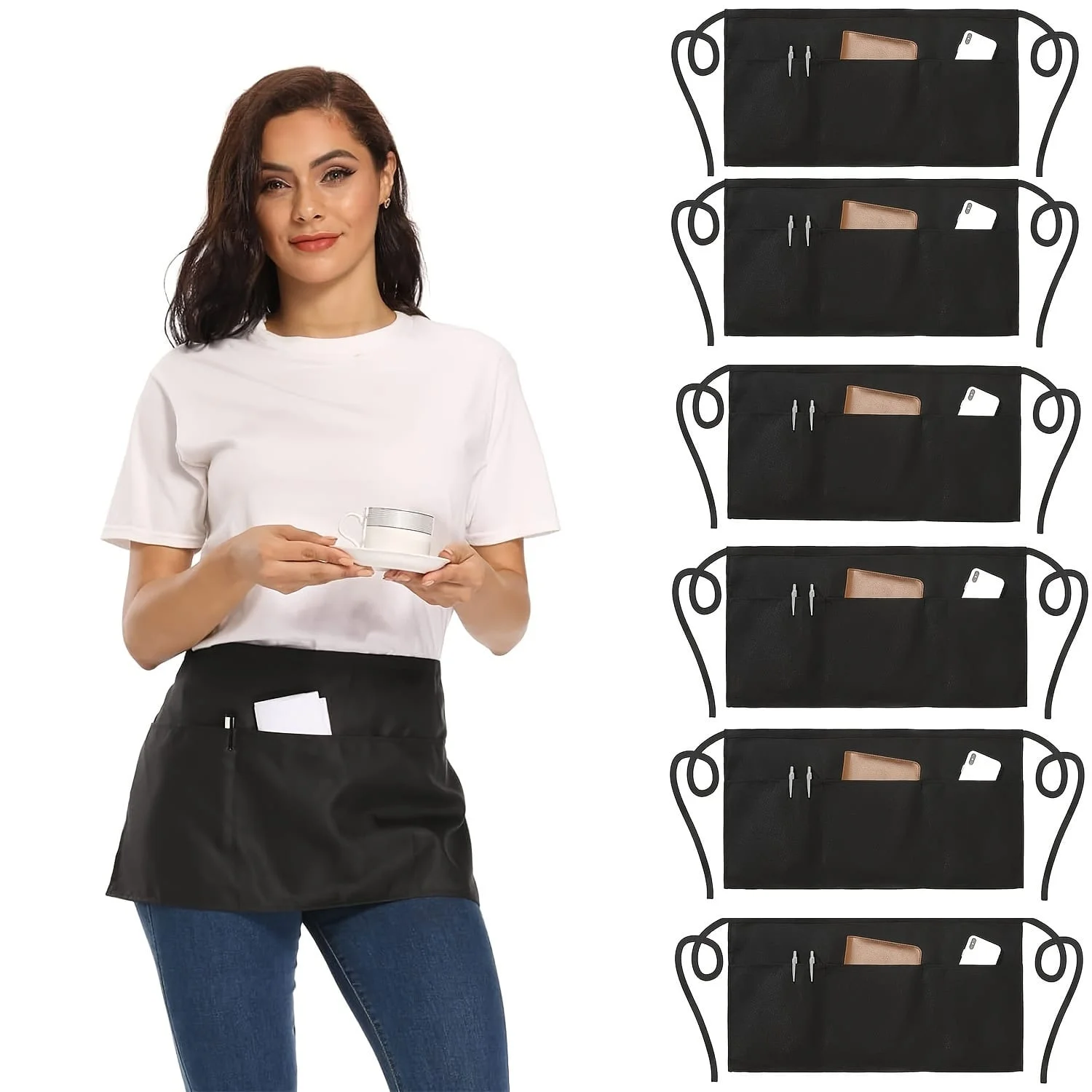 

6 шт., модный ресторан, официант, семейный рождественский кухонный фартук, шеф-повар, женщина, мужчина, пары, инструменты для чистки салона красоты, полуфартук