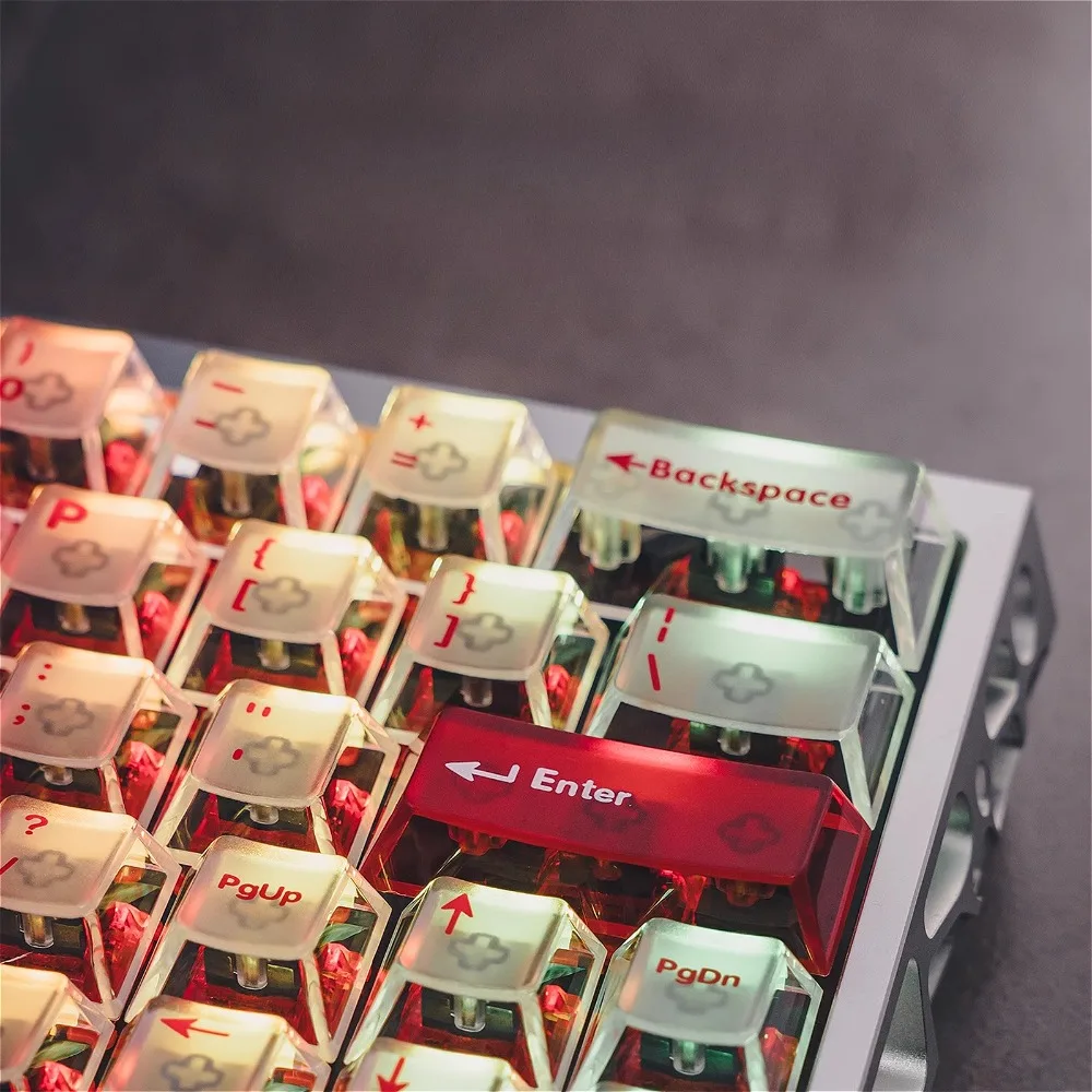 95 Keys Mist Transparent Keycaps Cherry Height PC Red Black White Transparent Keycaps 68 75 Matching Rows