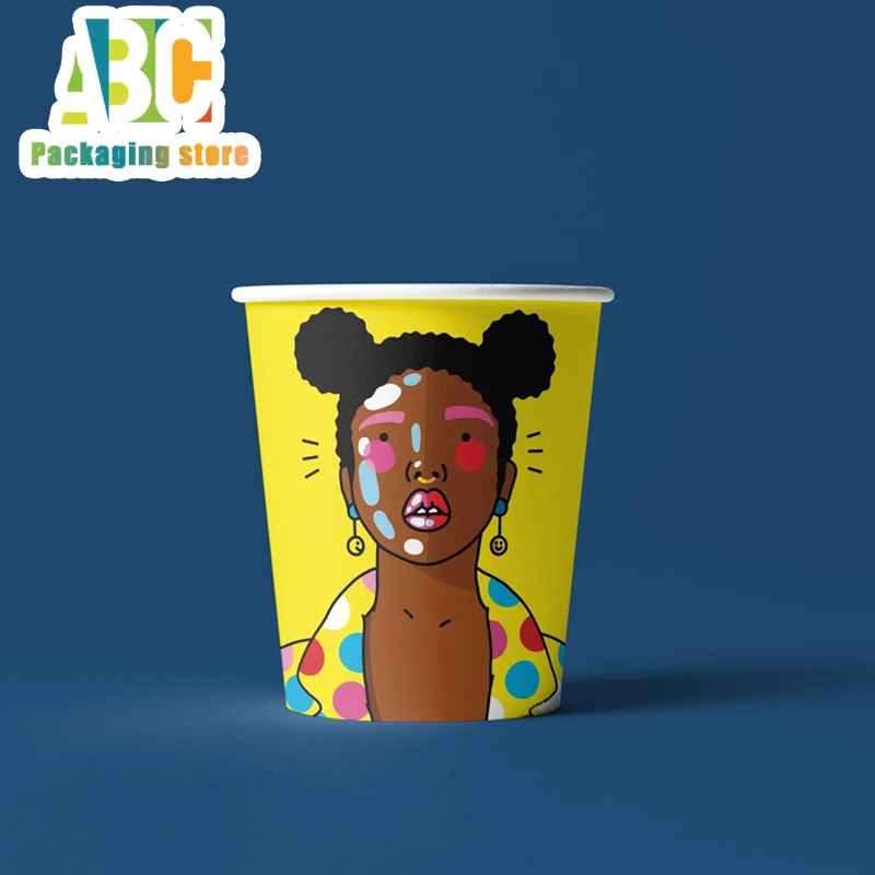 Customized Printing Disposable Paper Cups for Hot Milk, Coffee Cups, Chilled Drinks, Milk Tea Paper Cups