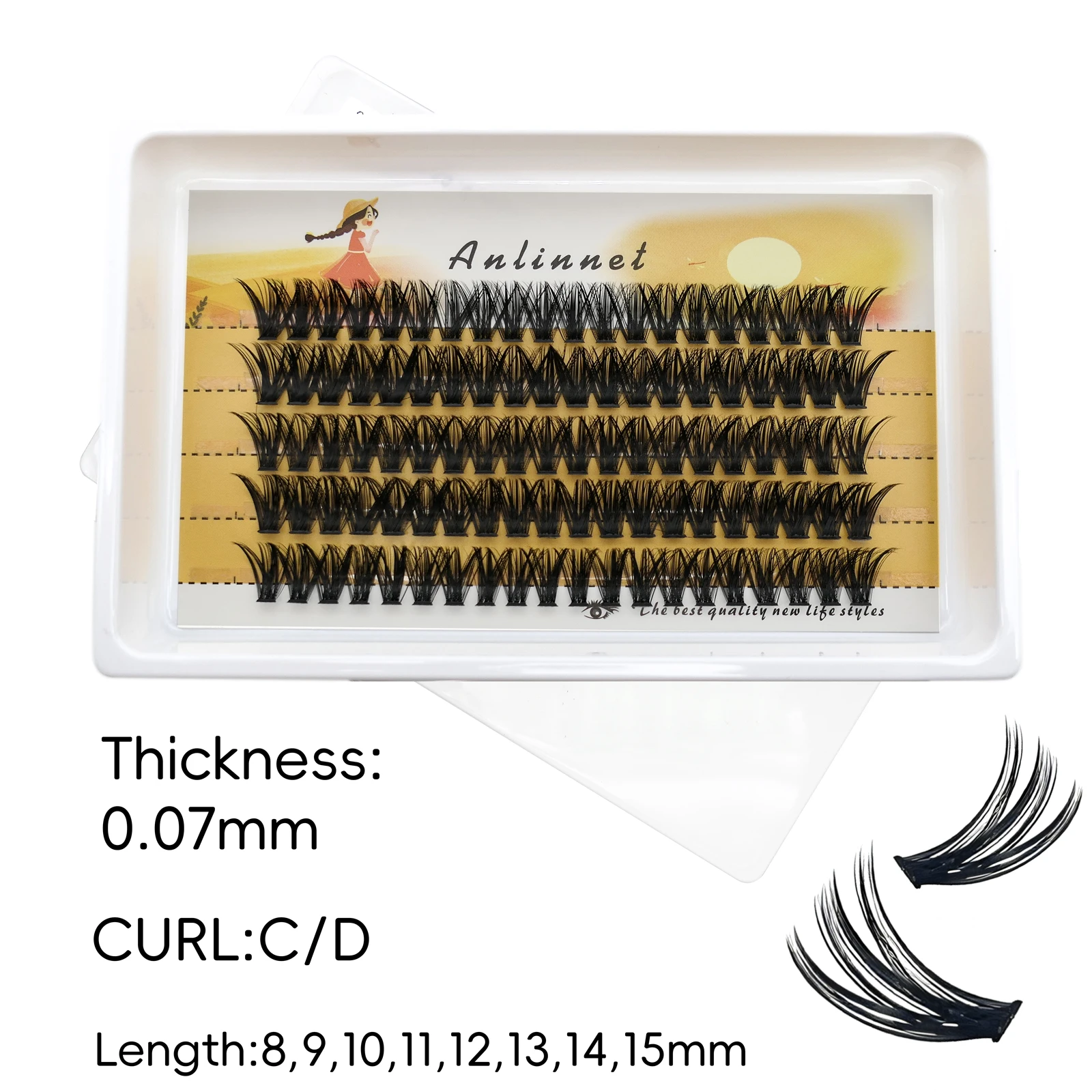 ANLINNET 100 natural eyelash makeup eyelash extension 30D/40D/50D personal eyelash cluster makeup false eyelash tool