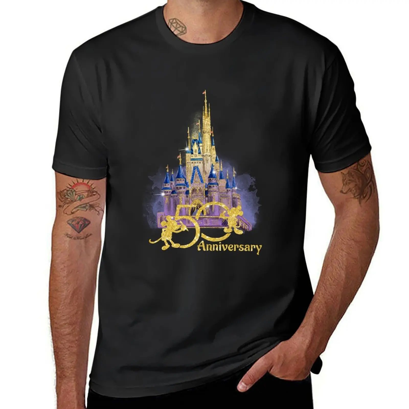 50th Anniversary Years World Magic Kingdom Castle Light T-Shirt korean fashion Short sleeve tee plus sizes sweat shirts, men