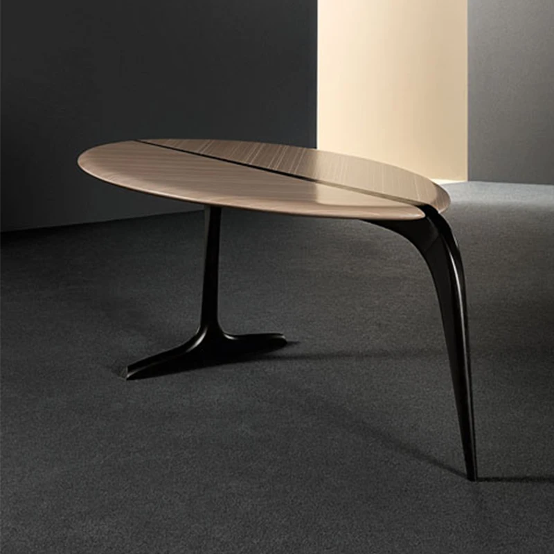 A  Nordic Light Luxury Home Desk Italian Minimalist Leaf Shape Desk Premium Tea Table