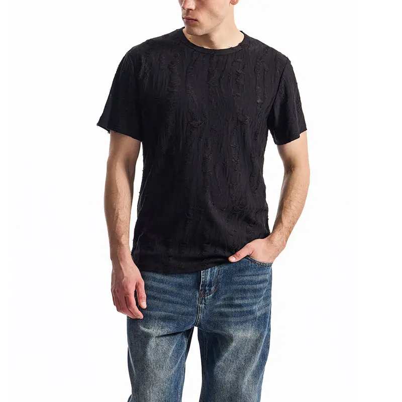 

Men's Distressed Vintage T-Shirts Ripped Casual Streetwear Tee Oversized Hip Hop Style Summer Top Clothing for Man