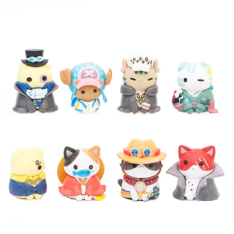 Nouveau chat une pièce Cos Tony Tony Chopper Portgas · D · Ace Trafalgar Law décoration de gâteau Mini Q Version PVC modèle Figure jouets