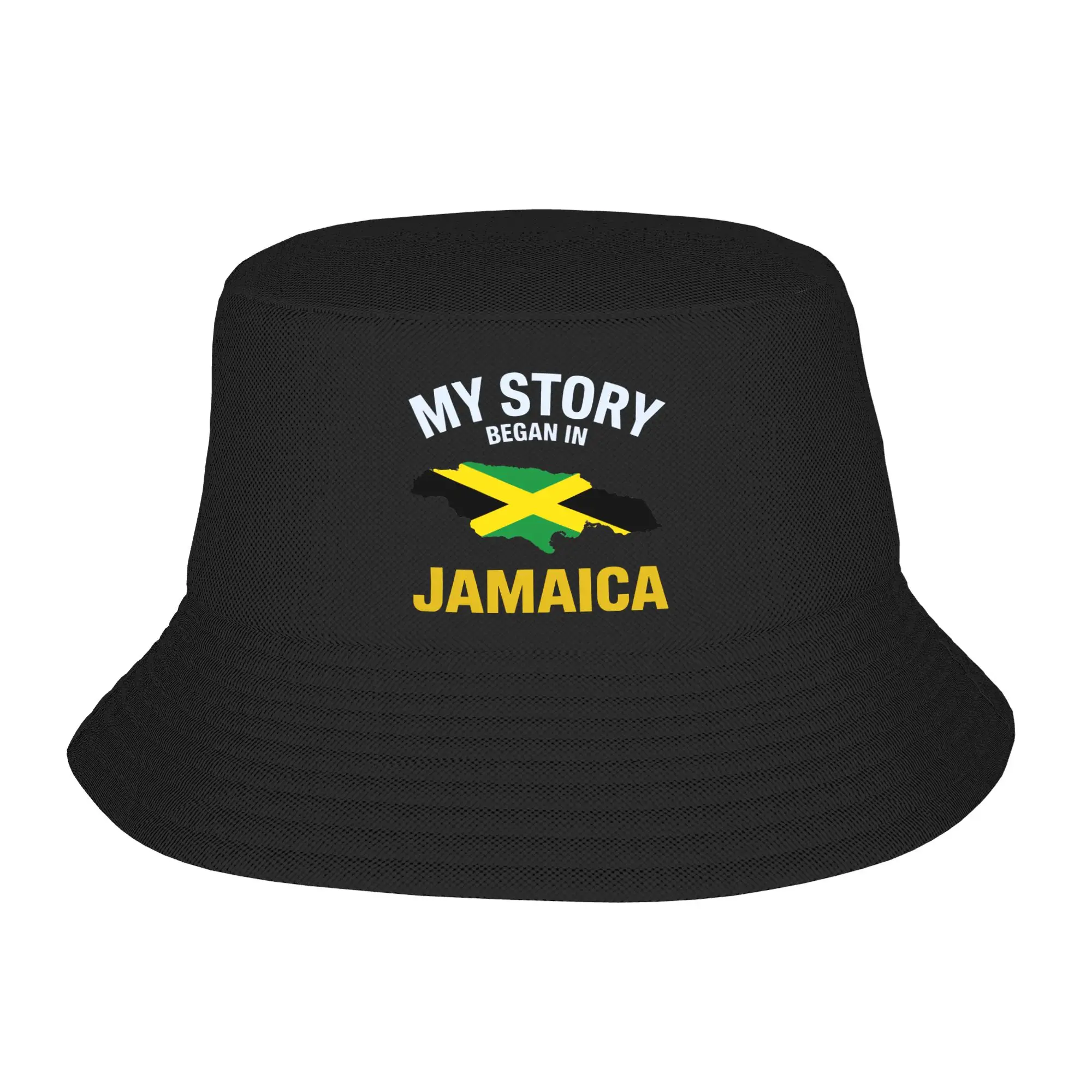Trendy My Story Began In Jamaica Jamaican  Bucket Hats For Men Women Lightweight  Bob Hat Travel Headwear