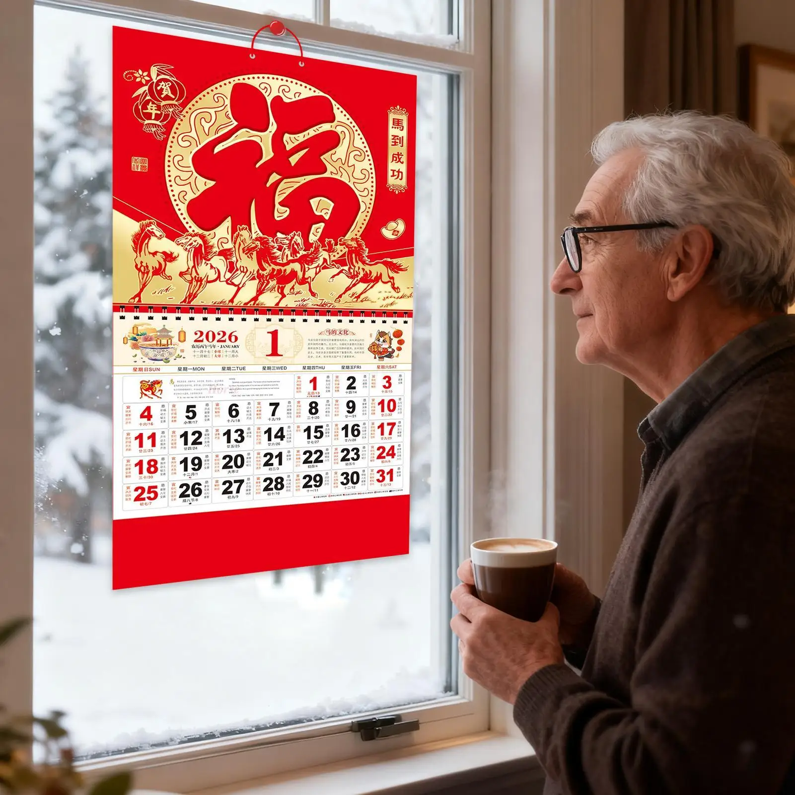 

Calendar For Wall Chinese Traditional Tear-Off Whole Year Wall Monthly Calendar For Classroom Dining Room Dorm Bedroom Study