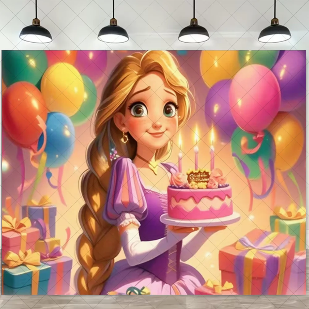 Cartoon Tangled Rapunzel Thema Geburtstag Party Dekorationen Hintergrund Einweg Geschirr Luftballons Baby Dusche Banner Kinder Geschenk