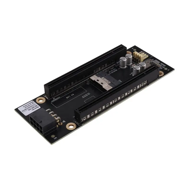 Leading-SFF-8654 8I To Dual Pcie X4 Bifurcation Riser Adapter Card, Pcie 4.0 X4+ X4 Splitter, 6Pin Powered For GPU/Network Cards