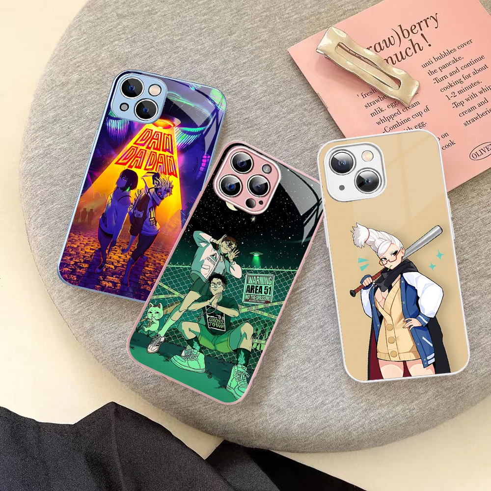 Popular Japanese Anime DAN DA DAN Phone Case Tempered Glass For Iphone 14 13 12 11 Pro Mini XS MAX 14Plus X XS XR Fundas