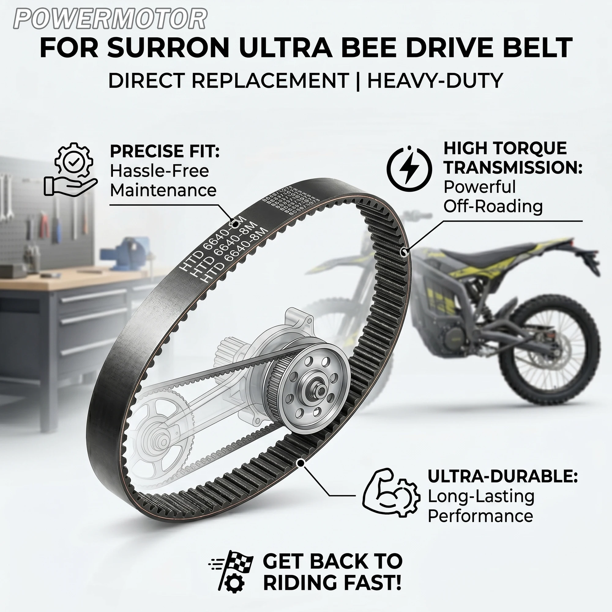 

For Surron Ultra Bee Drive Belt HTD 640-8M Electric DirtBike Off-Road Motorcycle Motocross Transmission Belt Replacement Parts